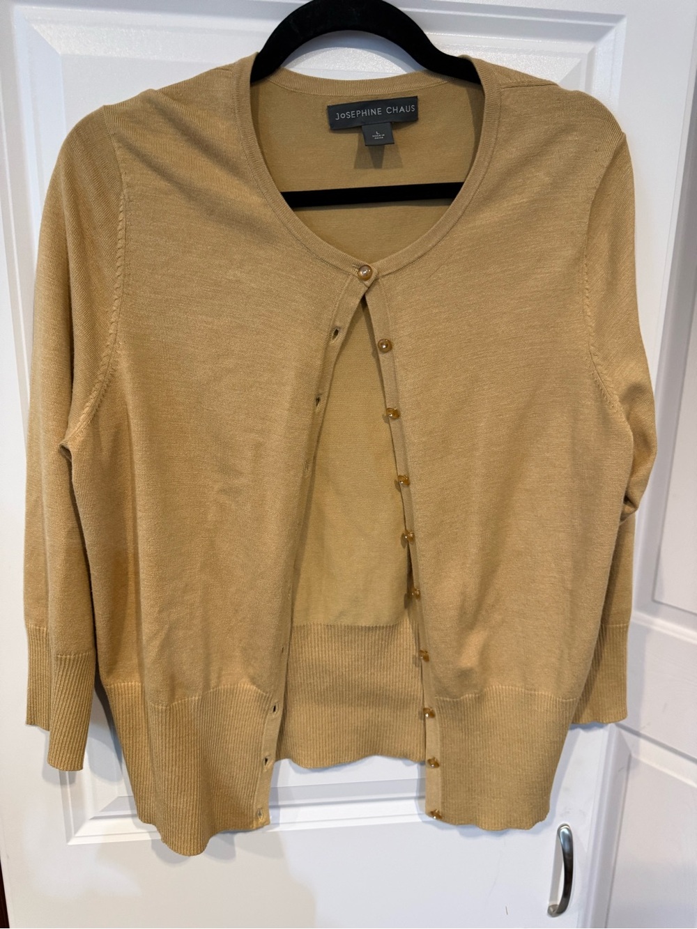 Josephine Chaus Light Camel Button-Front Cardigan